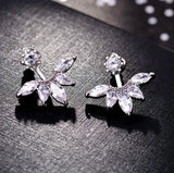 Lekani Flower Carved Earrings 925 Silver Crystal Anti-allergic