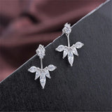 Lekani Flower Carved Earrings 925 Silver Crystal Anti-allergic