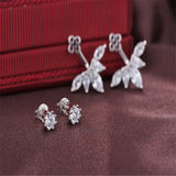 Lekani Flower Carved Earrings 925 Silver Crystal Anti-allergic