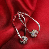 Lekani 925 Silver Ball Hoop Earrings Multicolor Aaa Zirconia Beads