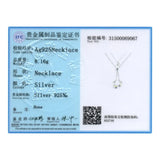 925 Silver Lekani Long Pendant Necklace with Heart Bead Crystals