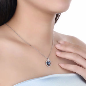 Lekani Crystals Heart Pendant Necklace Real S925 Silver Mother's Gift