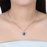 Lekani Crystals Heart Pendant Necklace Real S925 Silver Mother's Gift