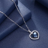 Lekani Crystals Heart Pendant Necklace Real S925 Silver Mother's Gift