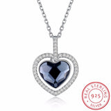 Lekani Crystals Heart Pendant Necklace Real S925 Silver Mother's Gift