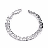 Lekani Men's 925 Silver Charm Bracelet 8mm Flat Chain Bangle