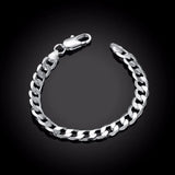 Lekani Men's 925 Silver Charm Bracelet 8mm Flat Chain Bangle