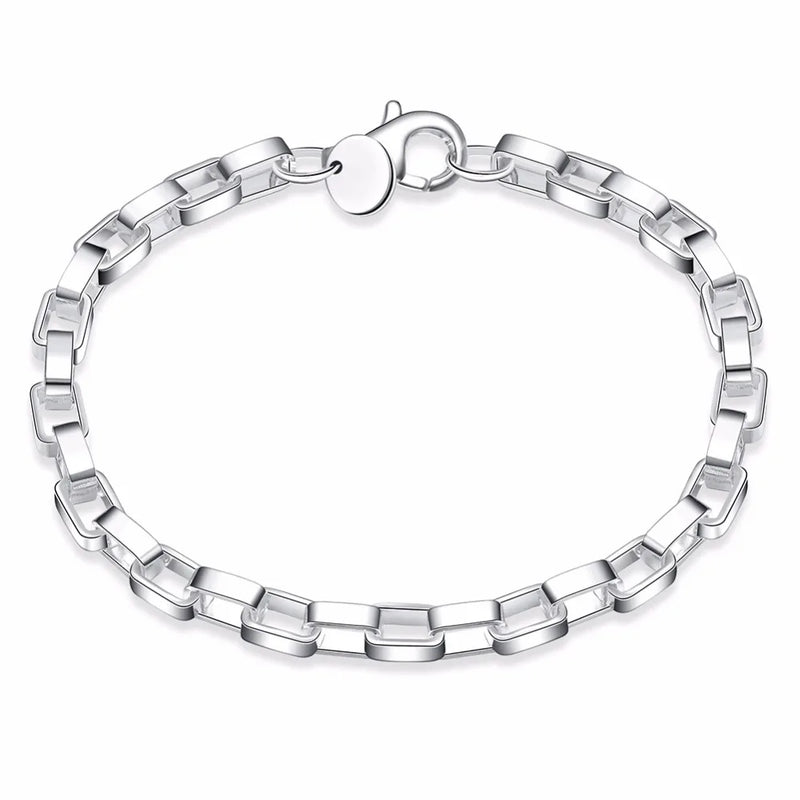 Lekani Men's 925 Silver 5mm Box Chain 8'' Bracelet Bangle