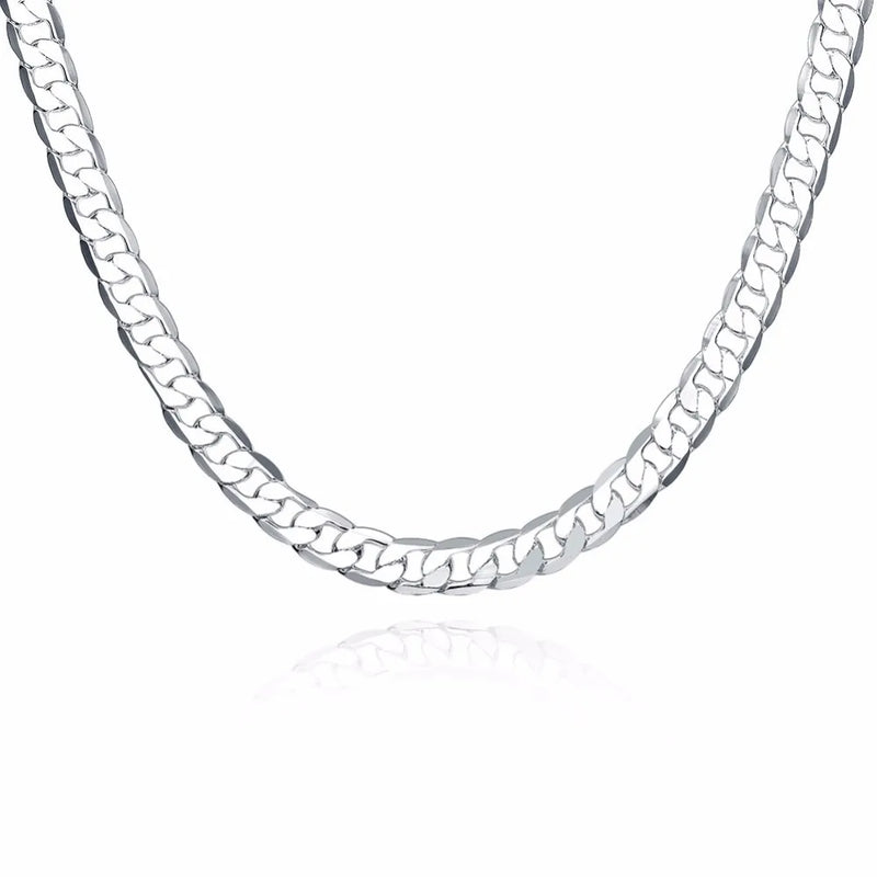 Lekani Men's Lobster Buckle 20'' Flat Necklace 925 Silver Chain