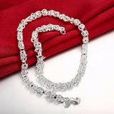 Lekani 925 Silver Necklace 7mm Full Sideways Link Chain for Men Women
