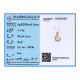 Cube Crystal Round Pendant Necklace 925 Sterling Silver Chain For Women