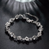 Austrian Crystal Cubes Bracelet 925 Silver Fine Jewelry Charm Bijoux