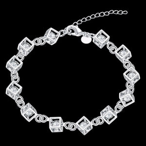 Austrian Crystal Cubes Bracelet 925 Silver Fine Jewelry Charm Bijoux