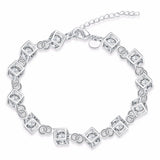 Austrian Crystal Cubes Bracelet 925 Silver Fine Jewelry Charm Bijoux