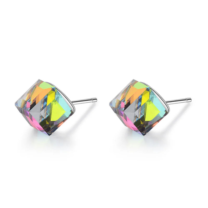 Lekani Cube Stud Earrings 925 Sterling Silver