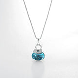 Lekani Original Crystals Bag Pendant Necklace 925 Sterling Silver Collares Gift