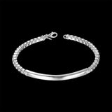 Solid 925 Silver Bracelet Women Engagement Wedding Gift
