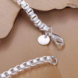 Solid 925 Silver Bracelet Women Engagement Wedding Gift
