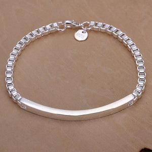 Solid 925 Silver Bracelet Women Engagement Wedding Gift
