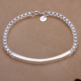 Solid 925 Silver Bracelet Women Engagement Wedding Gift