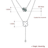 Lekani S925 Sterling Silver Clover Necklace Crystals Women Fine Jewelry