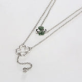 Lekani S925 Sterling Silver Clover Necklace Crystals Women Fine Jewelry