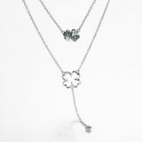 Lekani S925 Sterling Silver Clover Necklace Crystals Women Fine Jewelry
