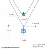 Lekani Snowflake Star Pendant Necklace Real S925 Silver Double Chains Collier