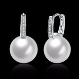 Lekani Tiny Cz Pave Pearl 925 Silver Hoop Earring