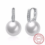 Lekani Tiny Cz Pave Pearl 925 Silver Hoop Earring