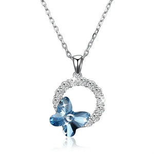 Lekani Women Necklace Butterfly Crystal Pendant Jewelry Lady Collares