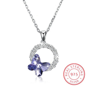Lekani Women Necklace Butterfly Crystal Pendant Jewelry Lady Collares