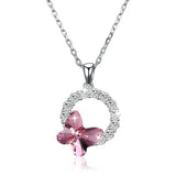 Lekani Women Necklace Butterfly Crystal Pendant Jewelry Lady Collares