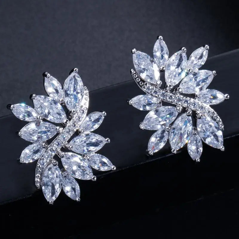 Lem12 Hot Flower Crystal Female Earrings - Anti Allergy Sweet Jewelry