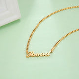 Lemegeton 5mm Cube Chain Women's Name Necklace Stainless Steel Choker
