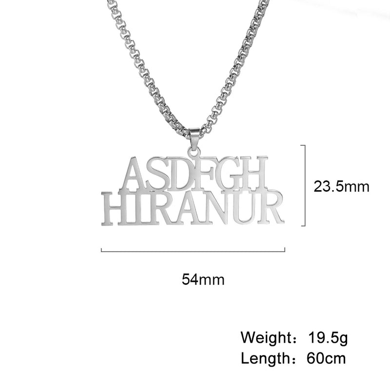 Lemegeton Box Chain Name Necklace Stainless Steel Charm Choker Punk Jewelry