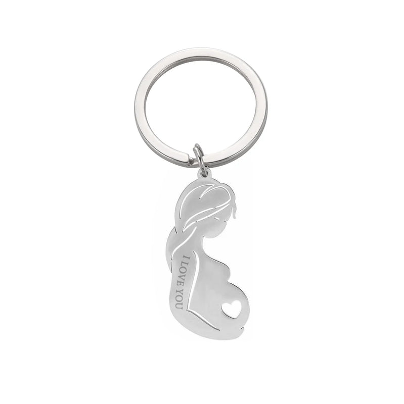Lemegeton Baby Mom Keychain Engraved Family Name Stainless Steel Dad Gift