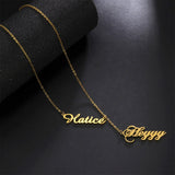 Lemegeton Double Names Necklace Letter Nameplate Tassel Jewelry