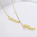 Lemegeton Double Names Necklace Letter Nameplate Tassel Jewelry