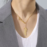 Lemegeton Double Names Necklace Letter Nameplate Tassel Jewelry