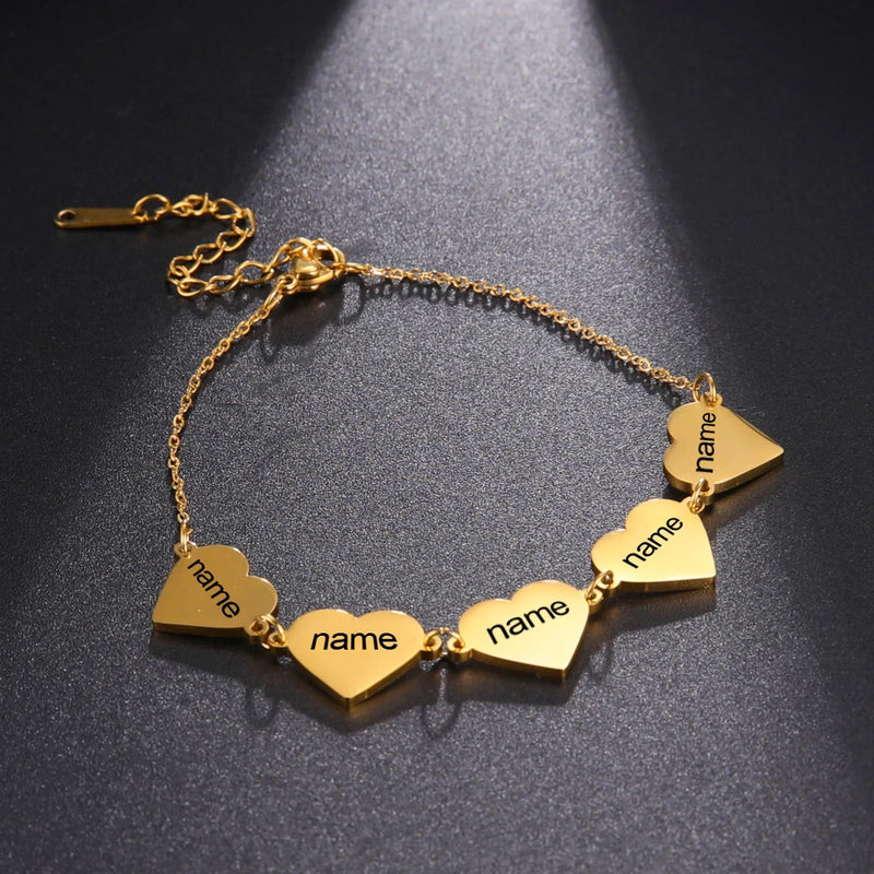 Lemegeton Women's Personalized Heart Engraved Bracelet