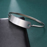 Lemegeton Engraved Name Date ID Cuff Bangle Stainless Steel Jewelry