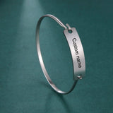 Lemegeton Engraved Name Date ID Cuff Bangle Stainless Steel Jewelry