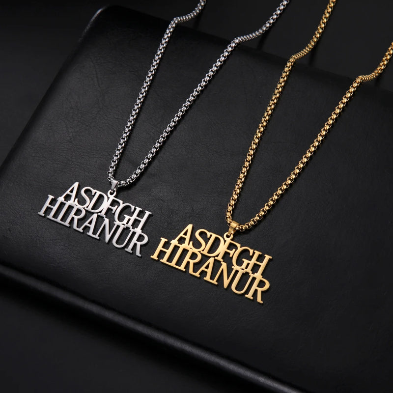 Lemegeton Name Necklace Personalized Stainless Steel Punk Jewelry
