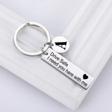 Lemegeton Name Text Keychain Drive Safe Car Key Ring Stainless Steel