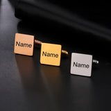 Personalized Name Geometric Square Cuff Links Stainless Steel