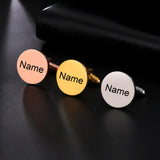 Personalized Name Geometric Square Cuff Links Stainless Steel