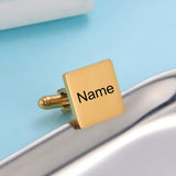 Personalized Name Geometric Square Cuff Links Stainless Steel