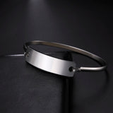Lemegeton Name Bracelet Engraved Date Cuff Bangle Stainless Steel Jewelry