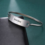 Lemegeton Name Bracelet Engraved Date Cuff Bangle Stainless Steel Jewelry